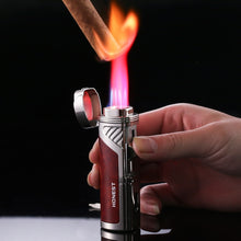 Load image into Gallery viewer, HONEST 4 Jet Flame Metal Cigar Lighter Butane Cigarette Torch Arc Lighter Lighter Gadgets For Gifts
