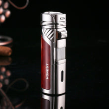 Load image into Gallery viewer, HONEST 4 Jet Flame Metal Cigar Lighter Butane Cigarette Torch Arc Lighter Lighter Gadgets For Gifts
