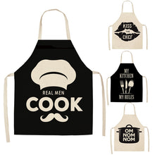 Load image into Gallery viewer, 1 Pcs Black and White Geometric Letter Kitchen Aprons Cotton Linen Unisex Home Cooking Baking Shop Cleaning Bibs 66x47cm 47x38cm
