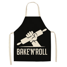 Load image into Gallery viewer, 1 Pcs Black and White Geometric Letter Kitchen Aprons Cotton Linen Unisex Home Cooking Baking Shop Cleaning Bibs 66x47cm 47x38cm
