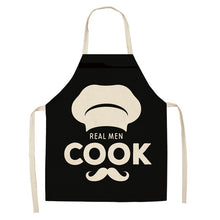 Load image into Gallery viewer, 1 Pcs Black and White Geometric Letter Kitchen Aprons Cotton Linen Unisex Home Cooking Baking Shop Cleaning Bibs 66x47cm 47x38cm
