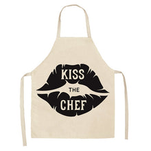 Load image into Gallery viewer, 1 Pcs Black and White Geometric Letter Kitchen Aprons Cotton Linen Unisex Home Cooking Baking Shop Cleaning Bibs 66x47cm 47x38cm
