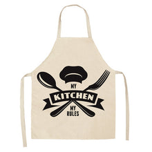 Load image into Gallery viewer, 1 Pcs Black and White Geometric Letter Kitchen Aprons Cotton Linen Unisex Home Cooking Baking Shop Cleaning Bibs 66x47cm 47x38cm
