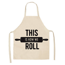 Load image into Gallery viewer, 1 Pcs Black and White Geometric Letter Kitchen Aprons Cotton Linen Unisex Home Cooking Baking Shop Cleaning Bibs 66x47cm 47x38cm
