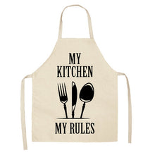 Load image into Gallery viewer, 1 Pcs Black and White Geometric Letter Kitchen Aprons Cotton Linen Unisex Home Cooking Baking Shop Cleaning Bibs 66x47cm 47x38cm

