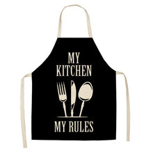 Load image into Gallery viewer, 1 Pcs Black and White Geometric Letter Kitchen Aprons Cotton Linen Unisex Home Cooking Baking Shop Cleaning Bibs 66x47cm 47x38cm
