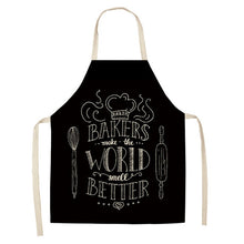 Load image into Gallery viewer, 1 Pcs Black and White Geometric Letter Kitchen Aprons Cotton Linen Unisex Home Cooking Baking Shop Cleaning Bibs 66x47cm 47x38cm
