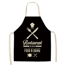 Load image into Gallery viewer, 1 Pcs Black and White Geometric Letter Kitchen Aprons Cotton Linen Unisex Home Cooking Baking Shop Cleaning Bibs 66x47cm 47x38cm
