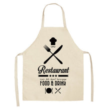 Load image into Gallery viewer, 1 Pcs Black and White Geometric Letter Kitchen Aprons Cotton Linen Unisex Home Cooking Baking Shop Cleaning Bibs 66x47cm 47x38cm
