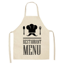 Load image into Gallery viewer, 1 Pcs Black and White Geometric Letter Kitchen Aprons Cotton Linen Unisex Home Cooking Baking Shop Cleaning Bibs 66x47cm 47x38cm
