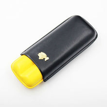 Load image into Gallery viewer, COHIBA Portable Leather Cigar Case Humidor 2 Tubes Holder Mini Humidor Box Travel Cigars Accessories With Gift Box
