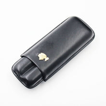 Load image into Gallery viewer, COHIBA Portable Leather Cigar Case Humidor 2 Tubes Holder Mini Humidor Box Travel Cigars Accessories With Gift Box
